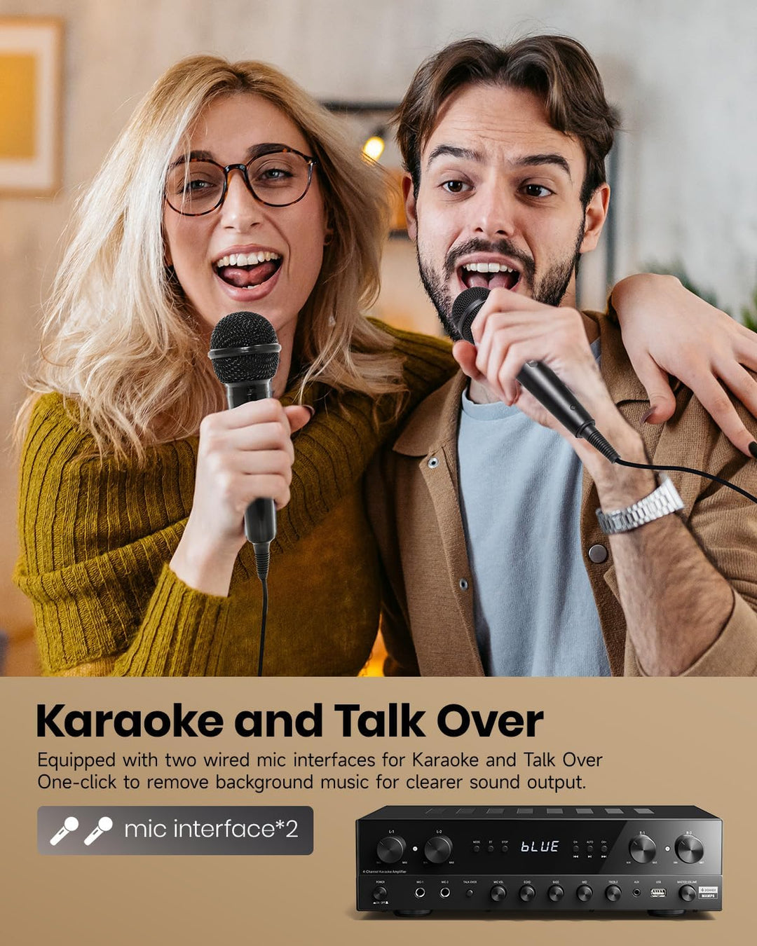 Donner Stereo Verstärker, Prämie 4-Kanal Verstärker mit 1000 W Maximalleistung und Bluetooth 5.0, US