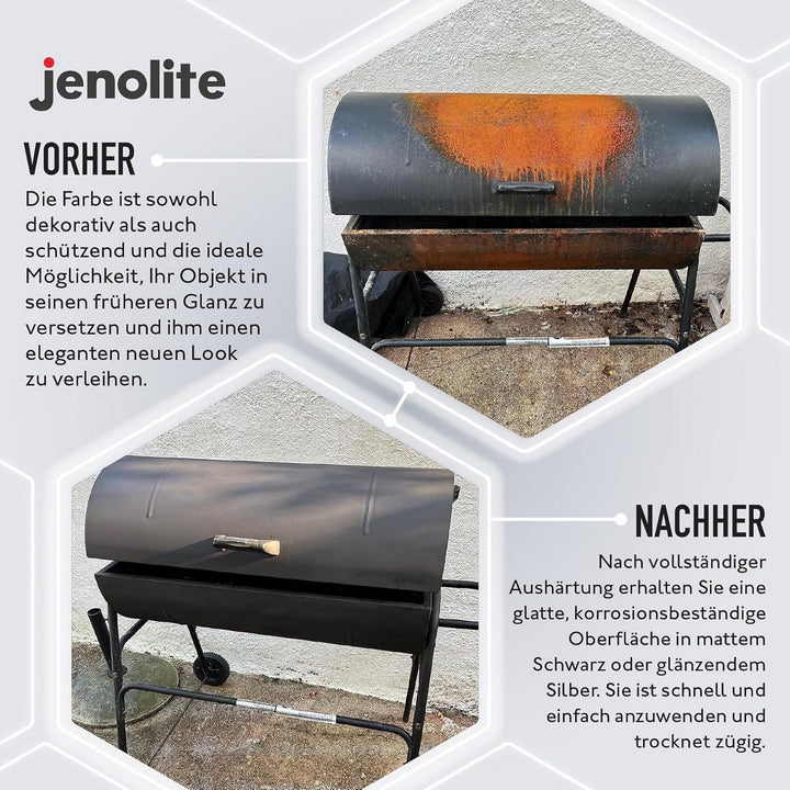 JENOLITE Directorust Sprühfarbe für Grill- und Herd, silberfarben, sehr hitzebeständig bis 650 °C |