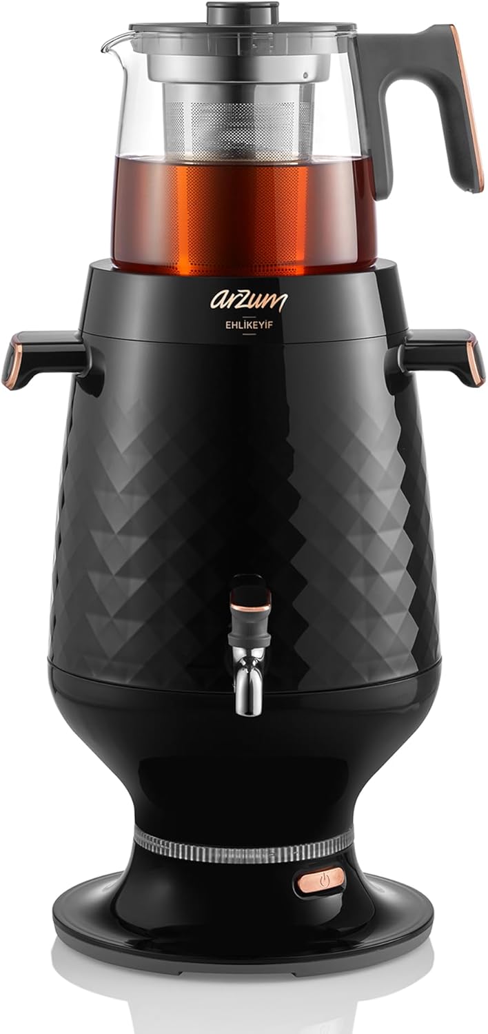 Arzum Ehlikeyf Tea Samovar, TEE MASCHINE, türkische Teekanne 2200 W, Wasserkocher mit 3,5 Liter Fass