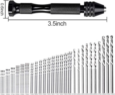 WholeFire 60 Stück Schraubstock-Handbohrer, 0,3–1,2 mm PCB-Mini-Bohrer und 0,5–3,0 Spiralbohrer mit