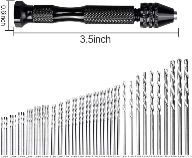 WholeFire 60 Stück Schraubstock-Handbohrer, 0,3–1,2 mm PCB-Mini-Bohrer und 0,5–3,0 Spiralbohrer mit