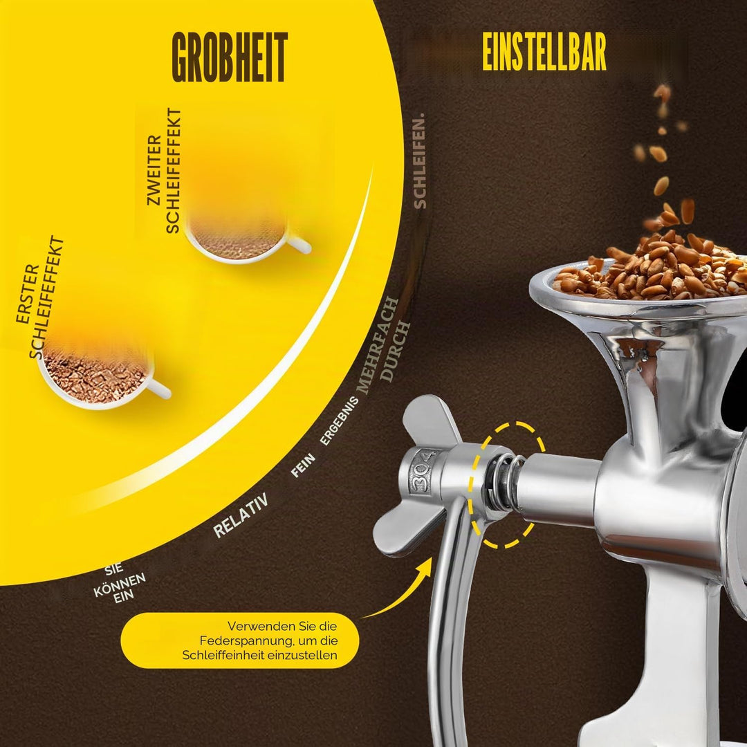 CGOLDENWALL Manuelle Getreidemühle Edelstahl Mohn Mühle Handbetriebene Kaffeemühle mit Feinheit eins