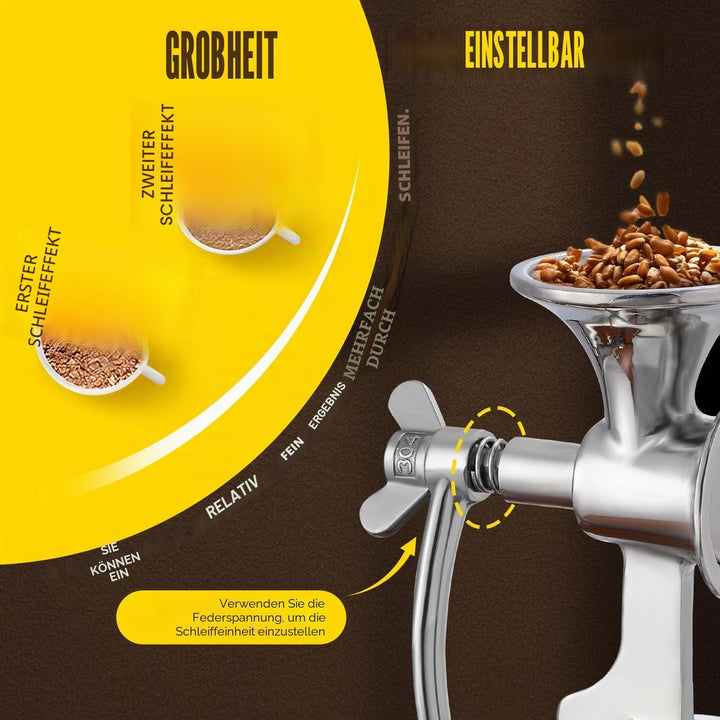 CGOLDENWALL Manuelle Getreidemühle Edelstahl Mohn Mühle Handbetriebene Kaffeemühle mit Feinheit eins