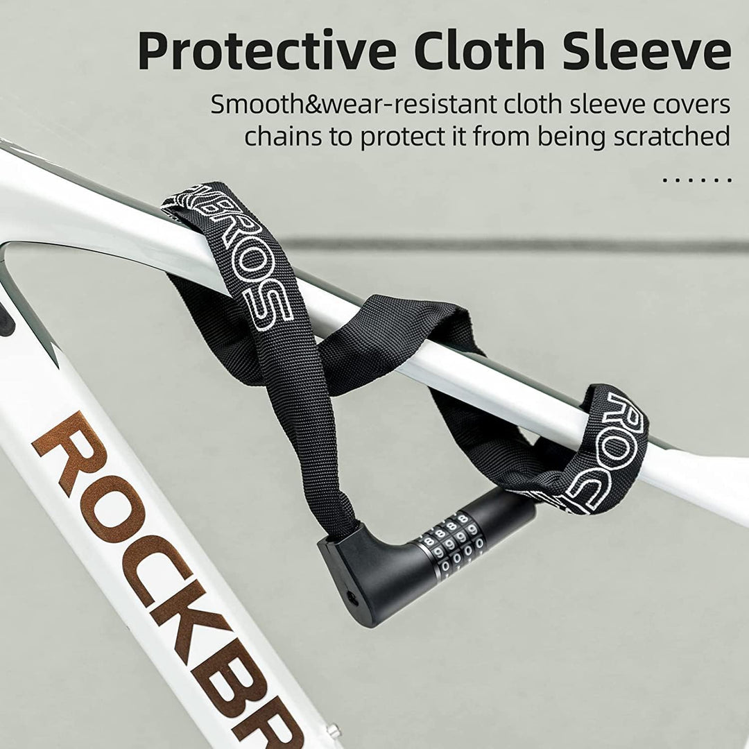 ROCKBROS Fahrradschloss Zahlenschloss mit Zahlen 96CM/17.19mm Hohe Sicherheitsstufe Kettenschloss mi