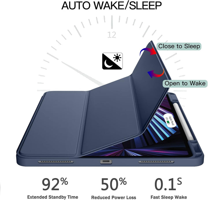 Vobafe Hülle Kompatibel mit iPad Pro 12.9 6./5./4./3.Generation, TPU Flexible Rückseite mit Stifthal