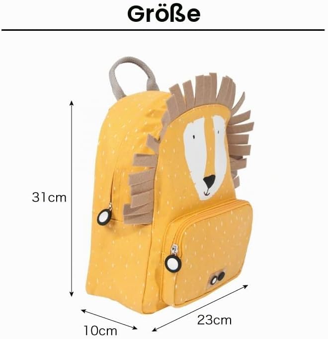 Trixie Rucksack - Rucksack für Kind - für Jungen und Mädchen - Kleiner Turnbeutel Dunkelgelb Mr Lion