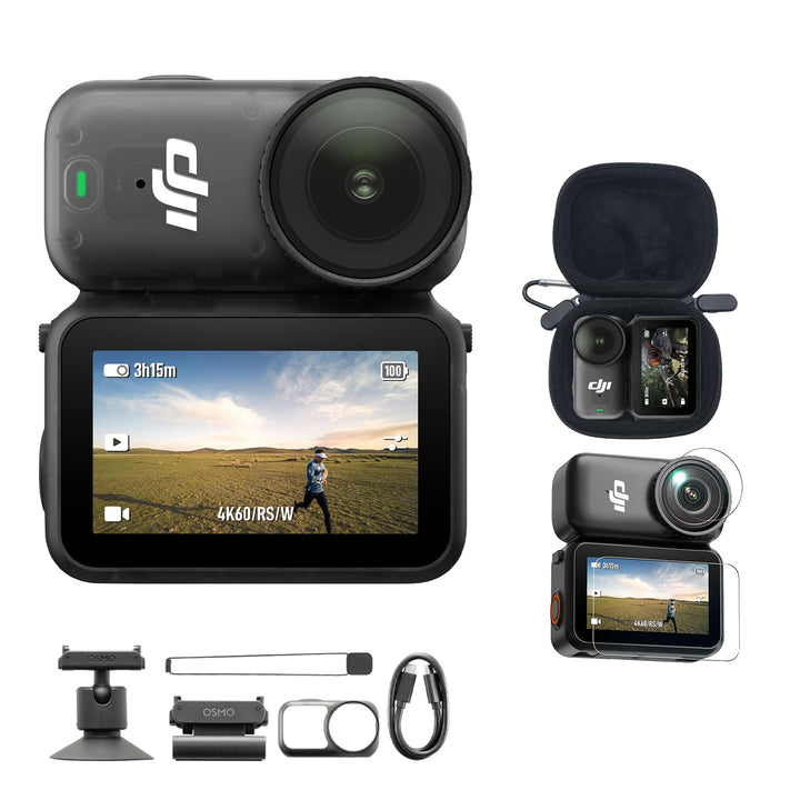 DJI Osmo Nano (128GB) mit Tasche + Displayschutzfolie - 4K/60fps kleine POV Vlogging-Kamera mit 1/1,