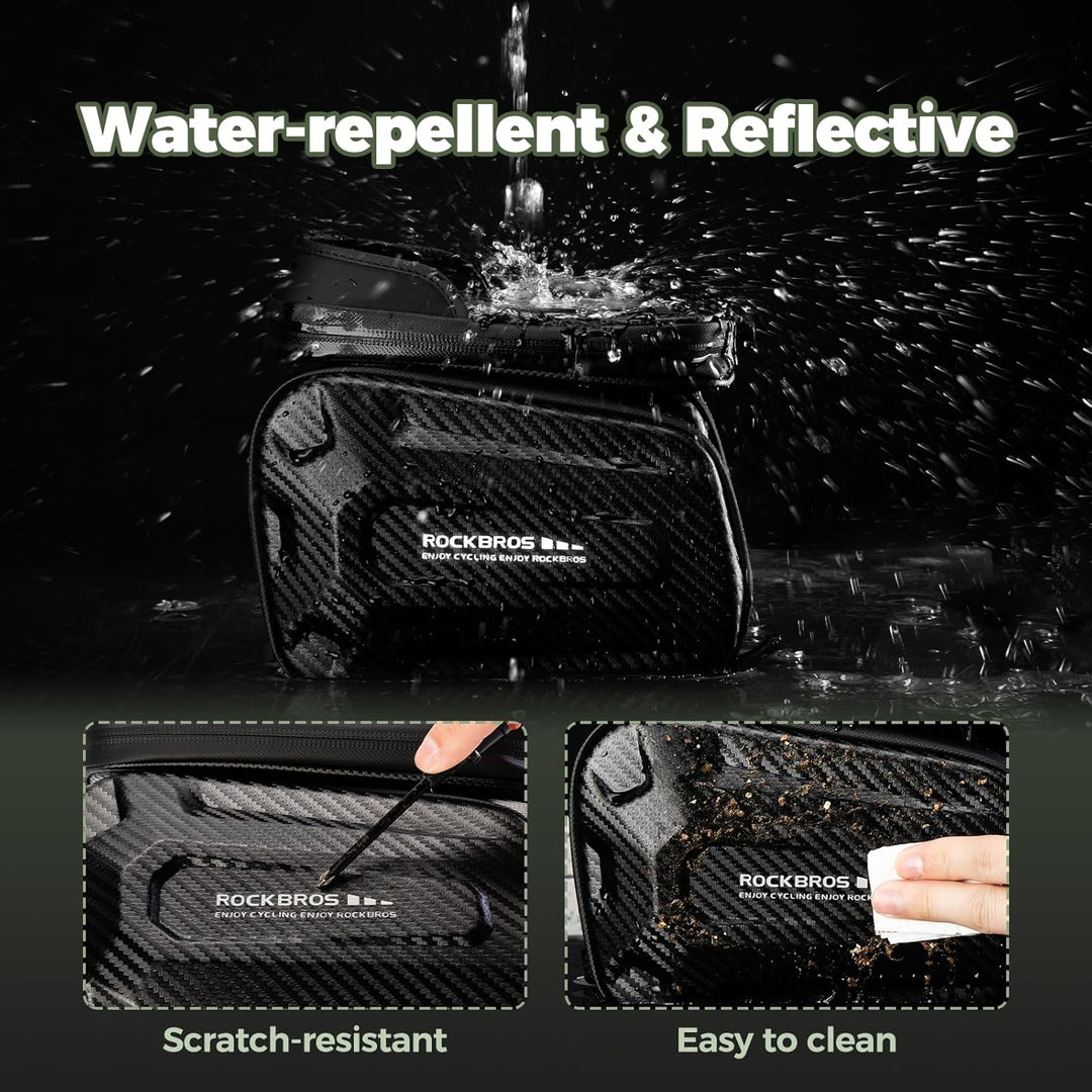 ROCKBROS Rahmentasche Fahrradtasche Lenker für Smartphone Touchscreen mit Lichtschutz und Seitentasc
