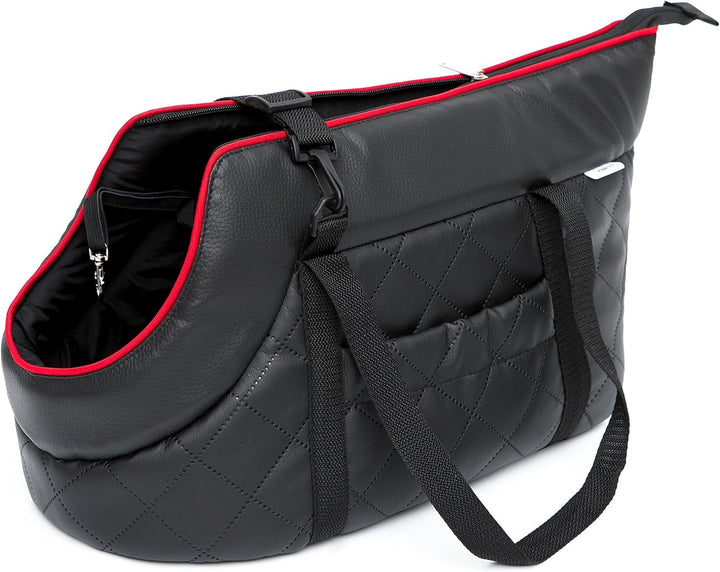 Hundetragetasche aus Kunstleder - Hundetransporttasche für kleine Hunde und Katzen bis 8 kg - prakti