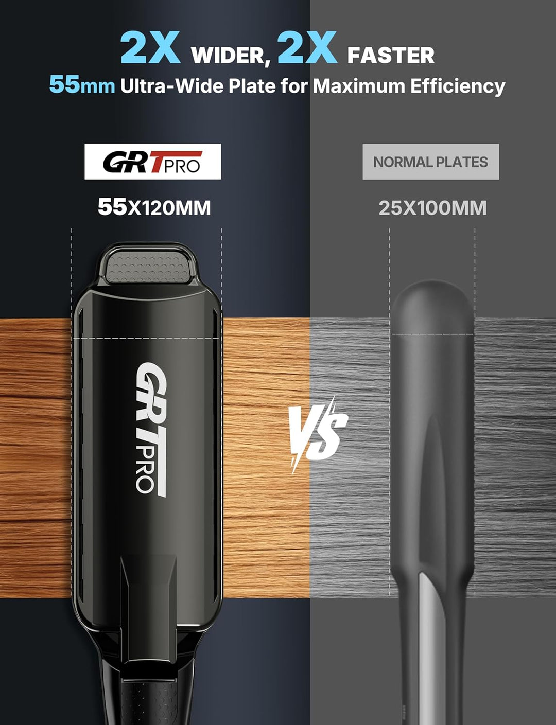 Glätteisen Breit Extra 55mm Haarglätter Professioneller Styler, Anti-Frizz Ionen-Technologie Keramik