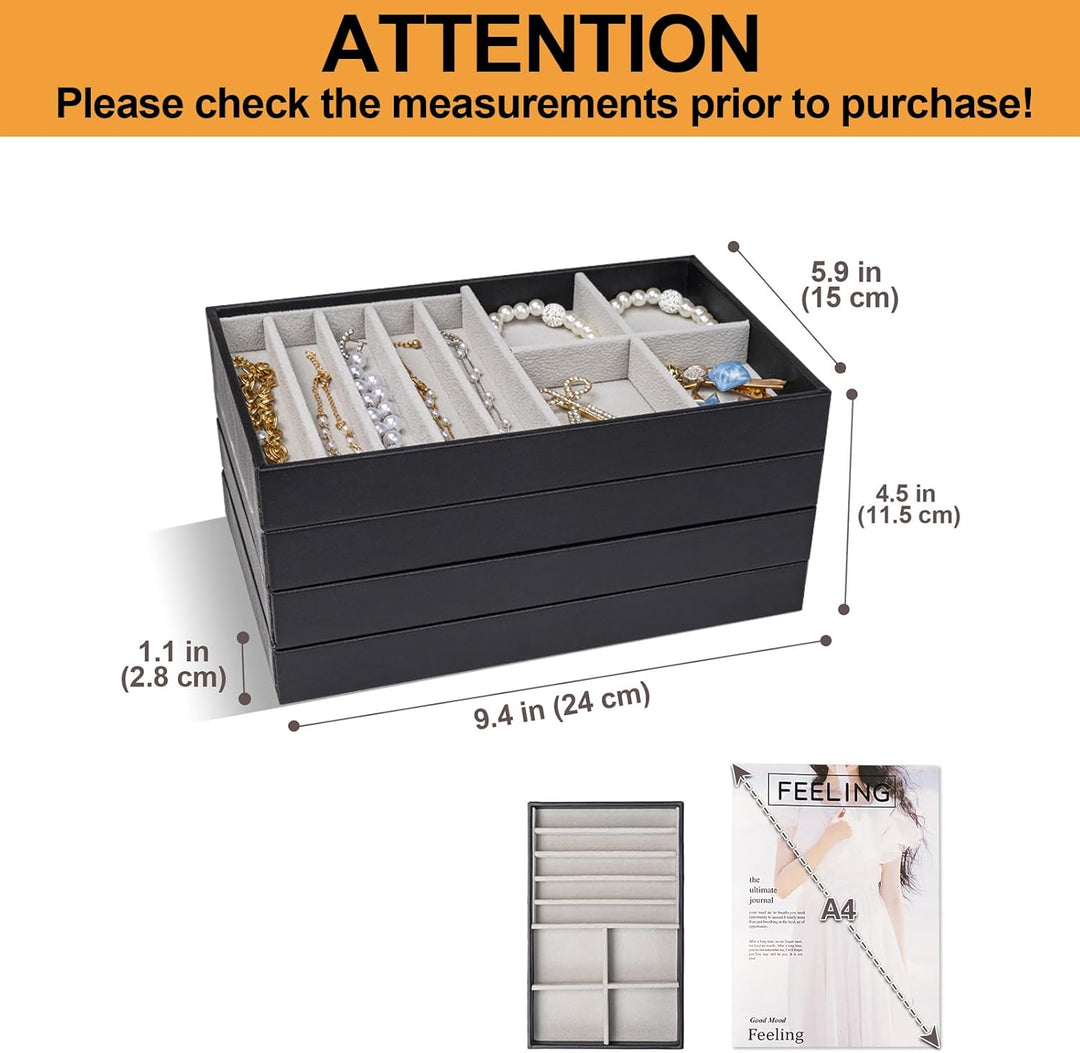 ProCase Schmucktablett Organizer mit 4 Schmuckschalen, Stapelbar Schmuck Schublade Organizer, Schmuc