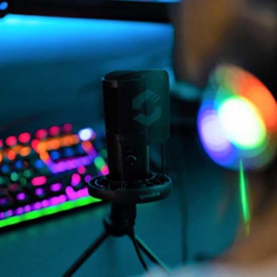 Speedlink AUDIS PRO Desktop Streaming Microphone – Stream Mikrofon mit Ständer und Shock-Mount – Plu