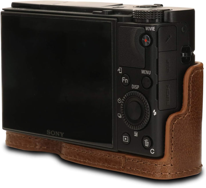 MegaGear MG1728 Ever Ready Echtleder Kameratasche mit Trageriemen kompatibel mit Sony Cyber-Shot DSC