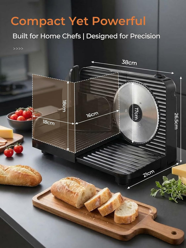 FOHERE Allesschneider Elektrisch,Klappbare Brotschneidemaschine Mit 2 Edelstahlklingen, Schnittstärk