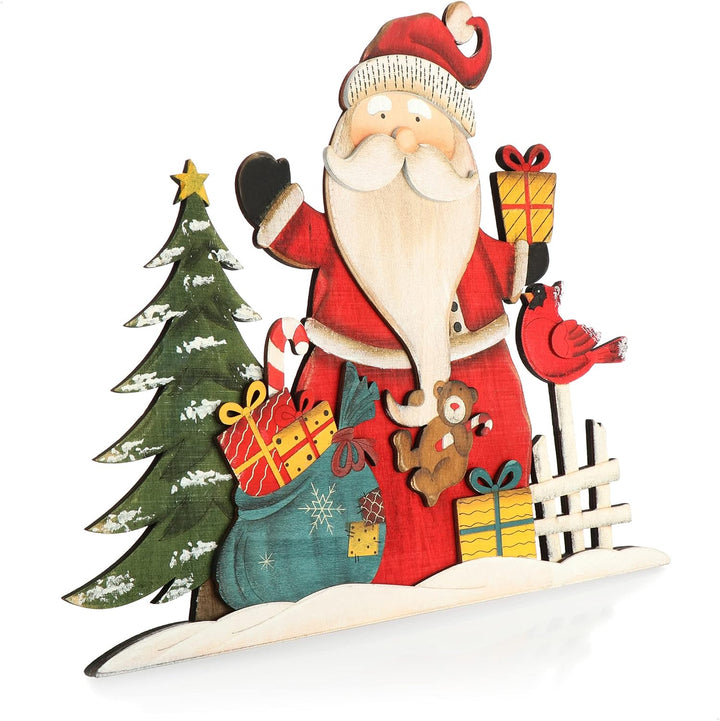 com-four® Dekorativer Aufsteller für Weihnachten, XL Weihnachtsmann Santa mit Geschenken - Gross, Sa