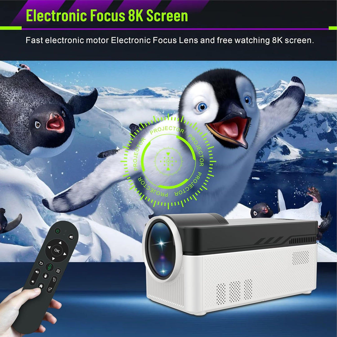 LQWELL® Beamer, Heimkino Projektor 1080P, unterstützt WiFi 6, BT5.4, 8K-Wiedergabe mit Android OS, 2