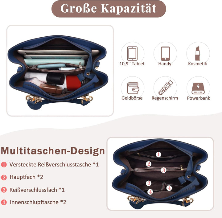 DORRISO Damen Handtasche Mode Pompons Anhänger Umhängetasche Elegantes Casual Reise Handtasche Fraue
