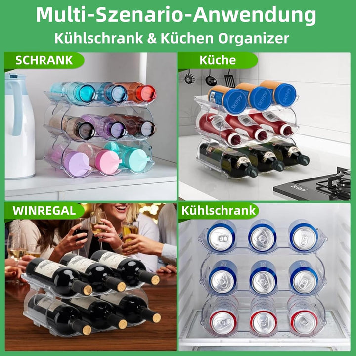 Stapelbarer Flaschenhalter - Stapelbar Flaschenregal für Kühlschrank, Schrank, Vorratskammer Flasche