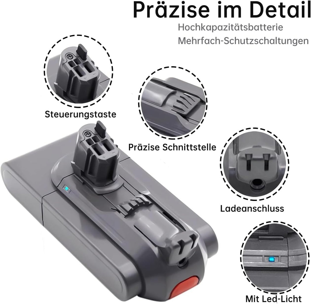 V11 SV15 SV17 Akku für Dyson, 25.2V 3950mAh V11 Ersatz Click-in Akku, kompatibel mit V11/SV15/SV17/V
