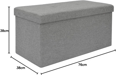 DuneDesign Sitzbank mit 80L Stauraum - 76x38x38 cm Sitzhocker - Faltbare Sitztruhe mit Trennwand Tru