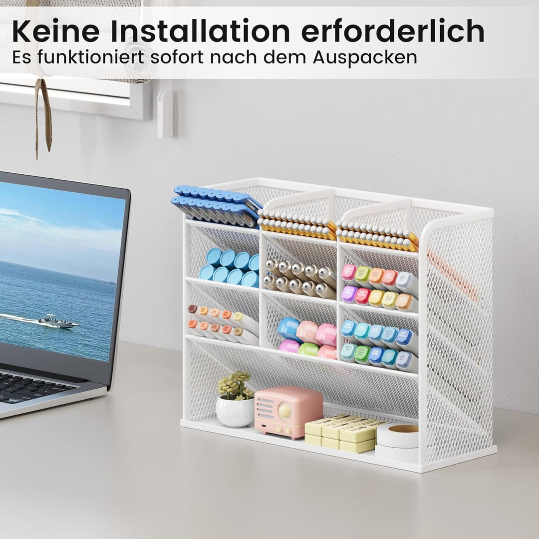 VITVITI Schreibtisch Organizer, 9 Fächer Stiftehalter, Netz Stifte Regal aus Metall, Stiftehalter Sc