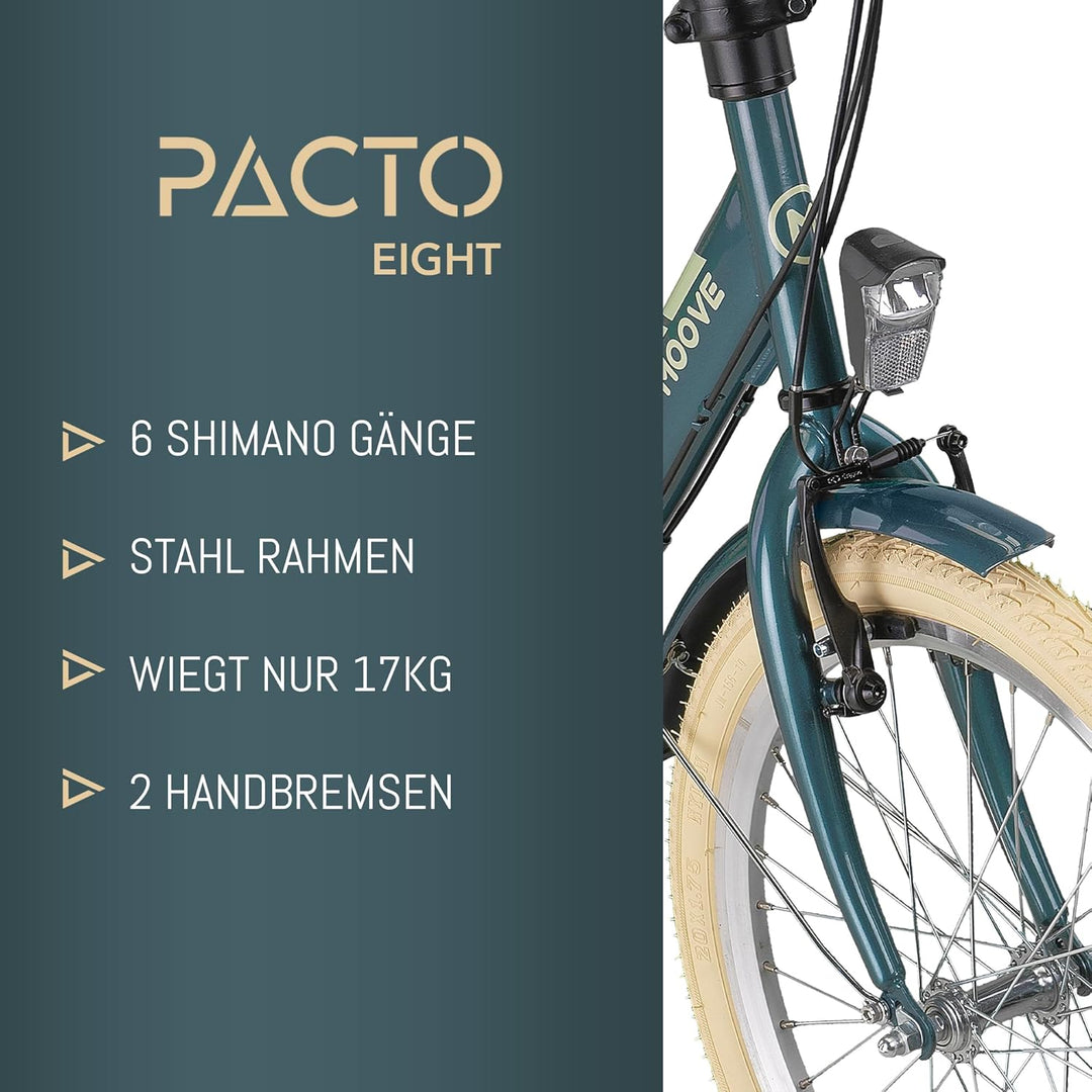 PACTO-Eight Hochwertiges Faltrad 27cm Stahlrahmen 20 Zoll Doppelwandige Aluminiumfelgen 6 Gang Shima
