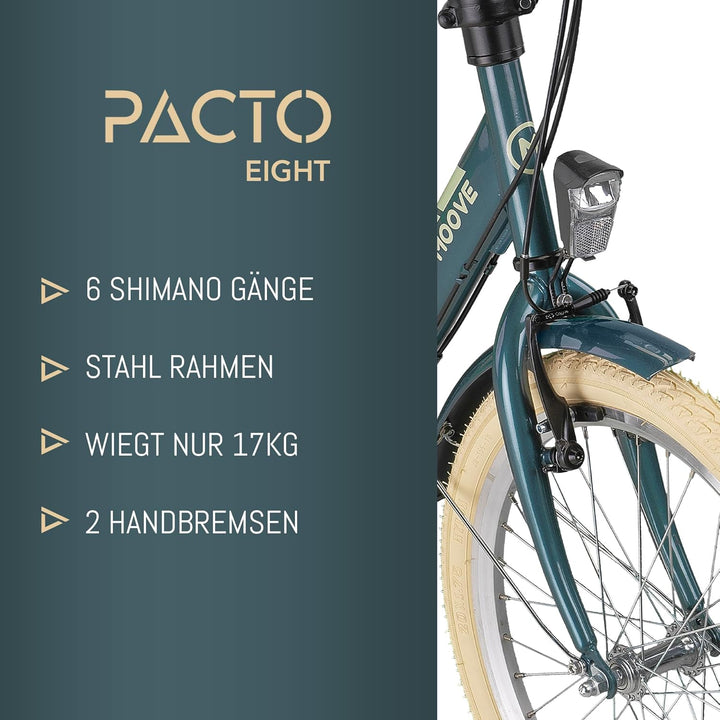 PACTO-Eight Hochwertiges Faltrad 27cm Stahlrahmen 20 Zoll Doppelwandige Aluminiumfelgen 6 Gang Shima