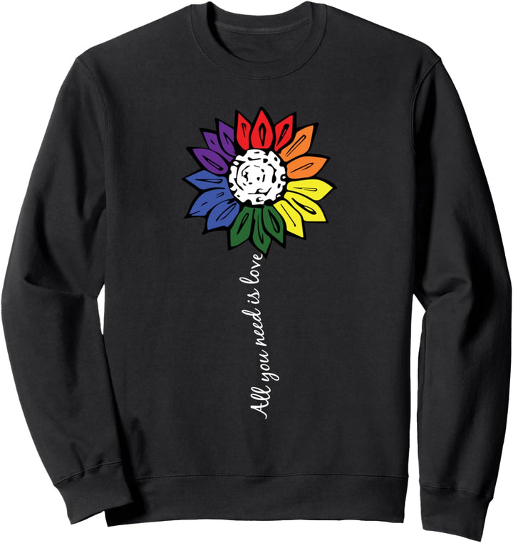 Love Sunflower Gay Pride Flower Rainbow Flag LGBT-Q Ally Sweatshirt