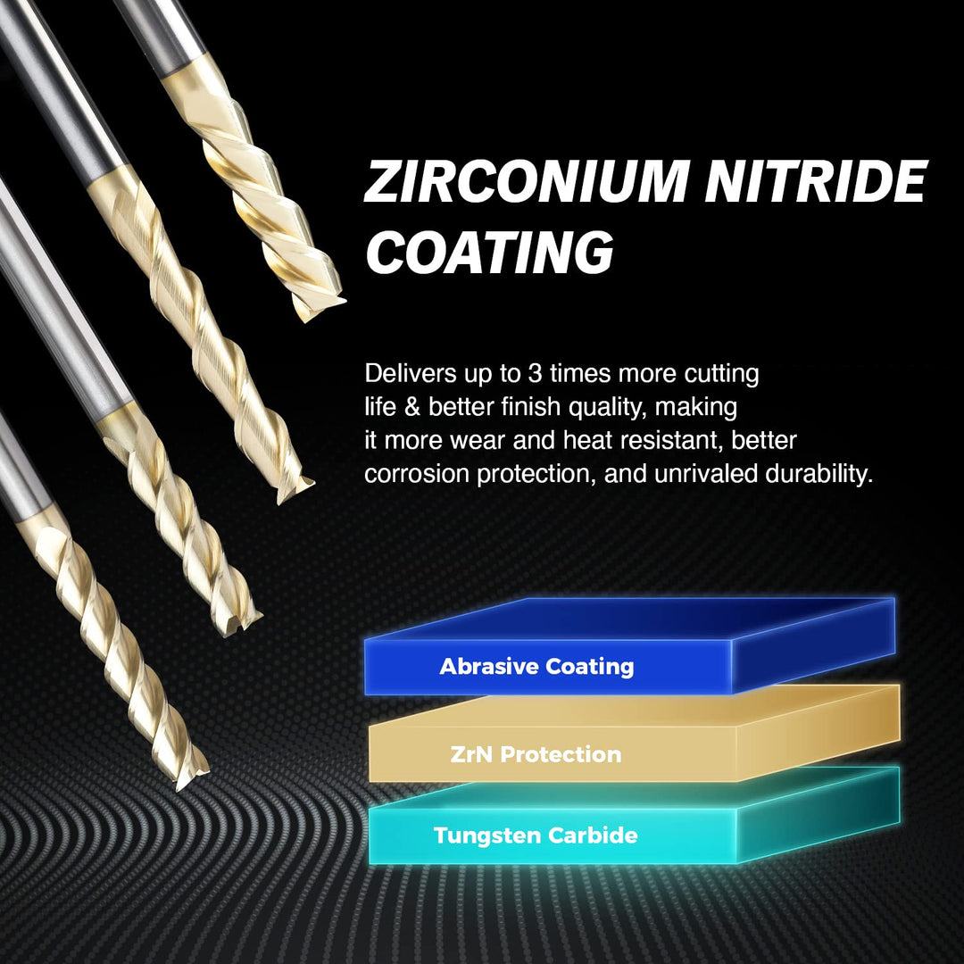ZahyoX 3 Flöten ZrN-beschichteter Vierkantschaftfräser für Aluminium, Vollhartmetall-Upcut-Spiral-CN