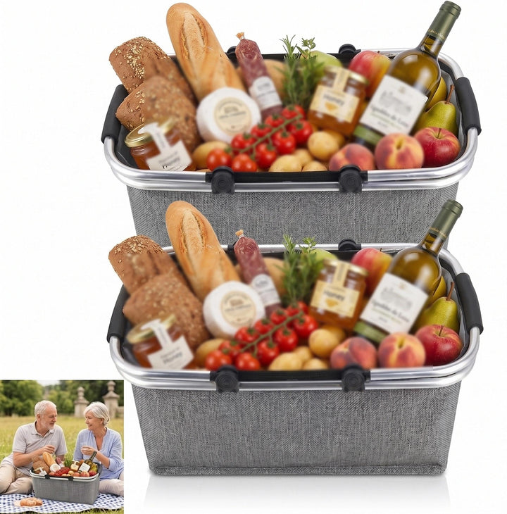 Einkaufskorb Faltbar, Einkaufskorb mit Kühlfunktion, Thermo als Picknickkorb, Tragekorb, für Picknic
