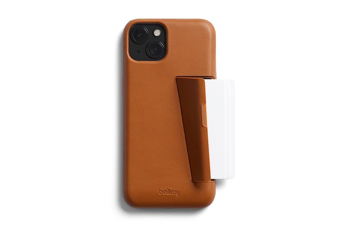 Bellroy Phone Case – 3 Card für iPhone 15 Plus (Leder-iPhone-Hülle, Handy-Geldbörse) - Terracotta, T