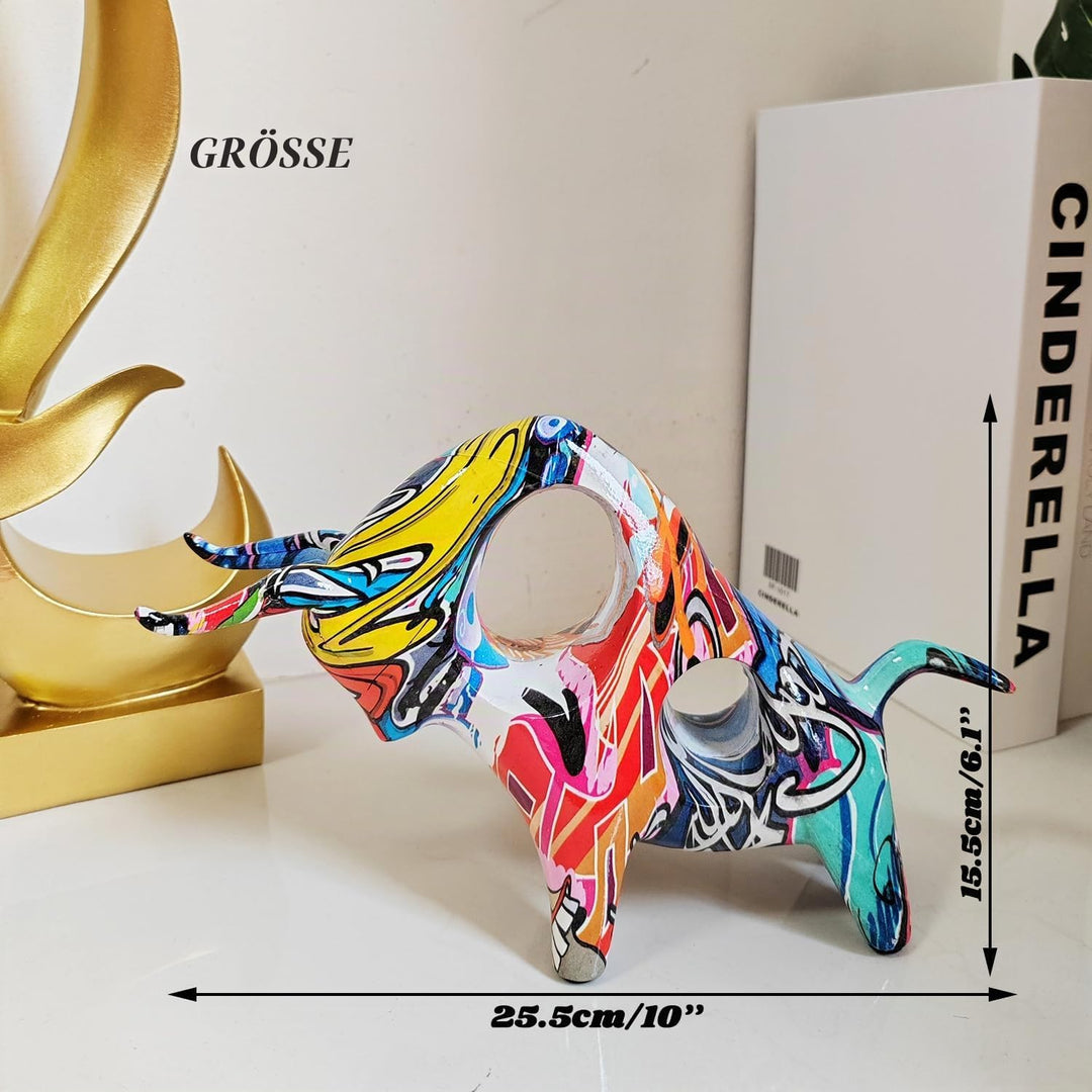 PIGPIGFLY Stier Statue,Graffiti-Ornamente,Harz Paar Katzen,Deko Wohnzimmer,Home Store Dekoration, Bü