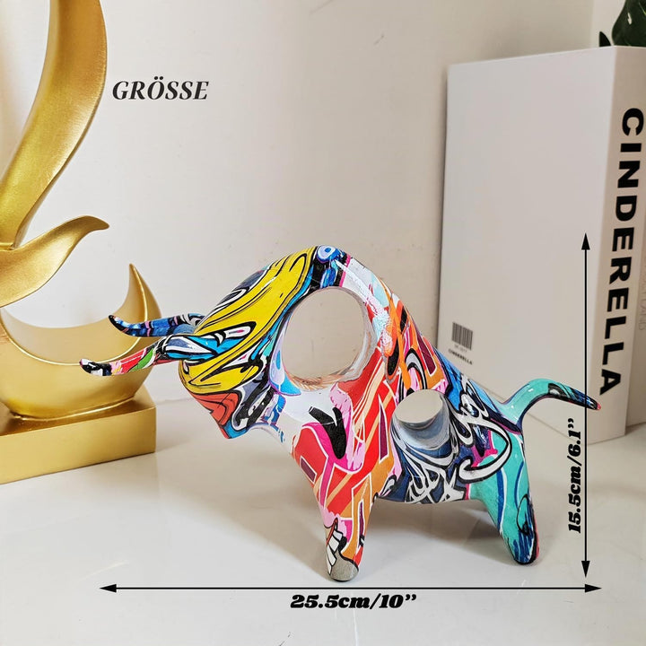 PIGPIGFLY Stier Statue,Graffiti-Ornamente,Harz Paar Katzen,Deko Wohnzimmer,Home Store Dekoration, Bü