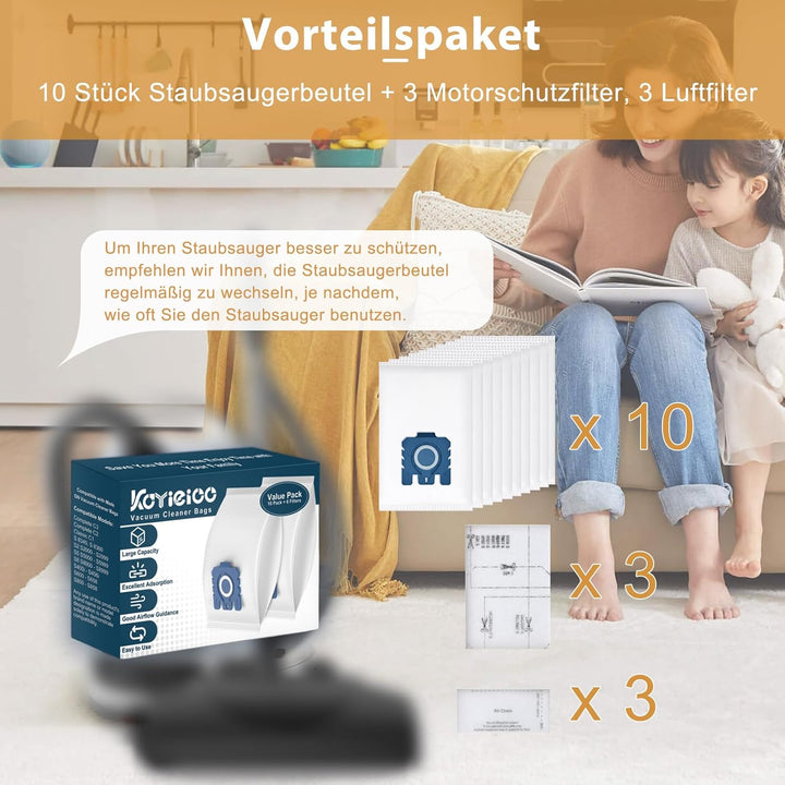 10 Stück Staubsaugerbeutel 3D Efficiency für Miele Pure GN Staubsauger Classic C1 Complete C2 Comple