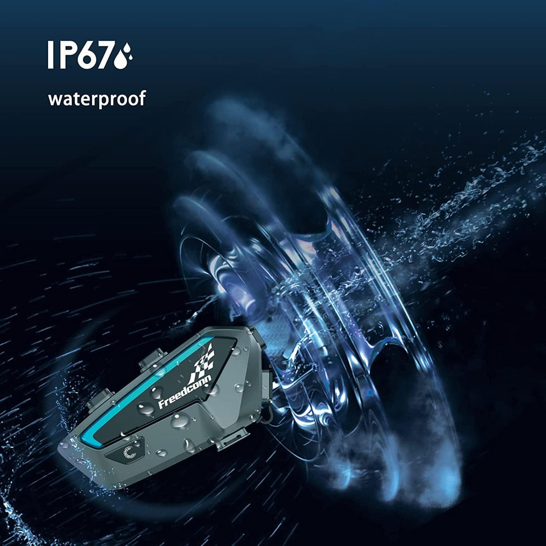 FreedConn FX Motorrad Intercom, Helm Headset für bis zu 8 Motorräder mit Reichweite von 1200m, DSP u