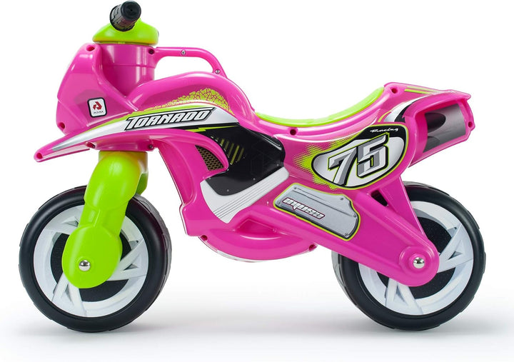 INJUSA - Moto Laufrad Tundra Tornado Pink, Ride-on für Kinder von 18 bis 36 Monaten, mit permanenter