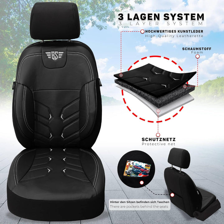 BREMER SITZBEZÜGE Schonbezüge für VW T5 T6 T6.1 Caravelle TR222 TR222 - Schwarz T5 T6 T6.1 Caravelle
