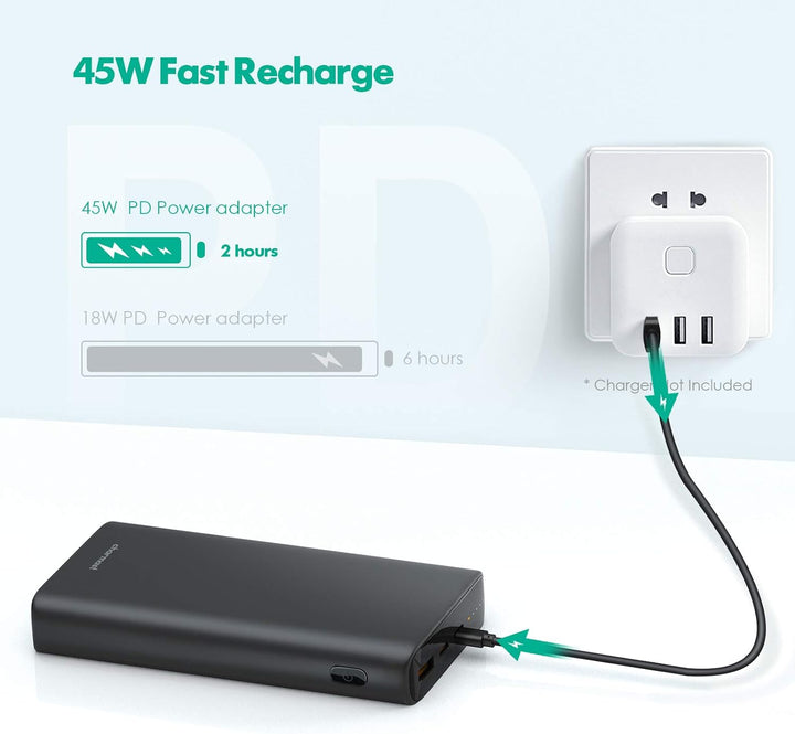 Charmast Powerbank PD 65W 23800mAh Power Delivery USB C Externer Akku Quick Charge 3.0 Ladegerät kom