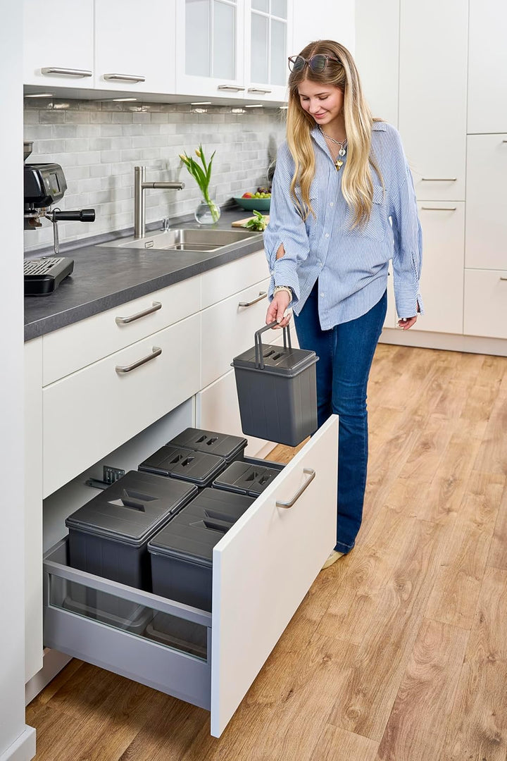 Aspira Home Müllomatic 2 x MODUL 2 MINI | Einbau Mülleimer für Schublade und Unterschrank, modulares
