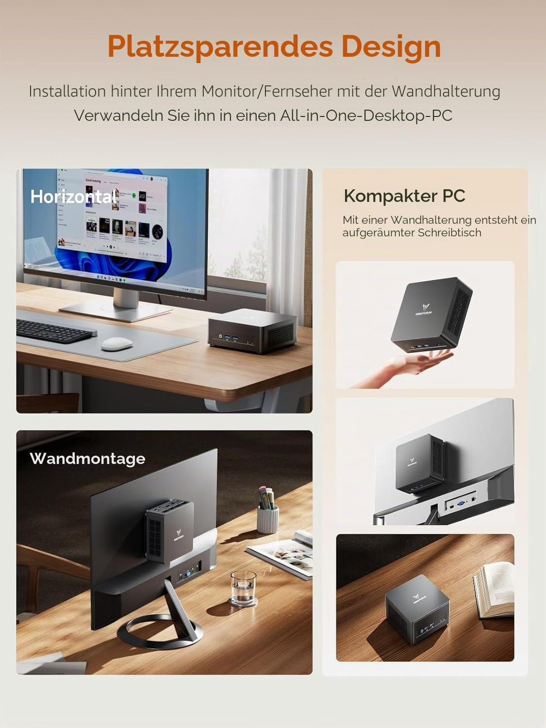 MINIS FORUM UM690L Slim Mini PC, AMD Ryzen 9 6900HX 8-Core-Prozessor bis zu 4,9 GHz mit AMD Radeon 6