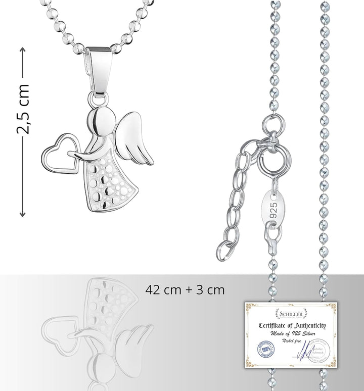 fish Mädchen Silber-Kette 925 Engel-Anhänger mit Schmuck-Etui, Geschenk-Idee 38.0 Zentimeter, 38.0 Z