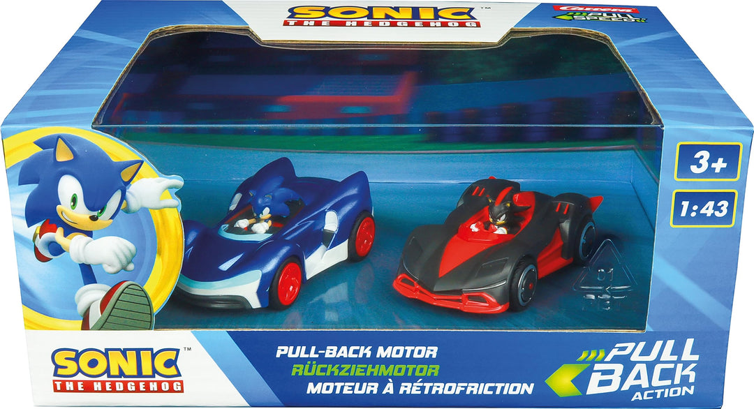 Carrera Pull & Speed I Sonic the Hedgehog I 2 Fahrzeuge mit Rückziehmotor I Authentische SonicIChara