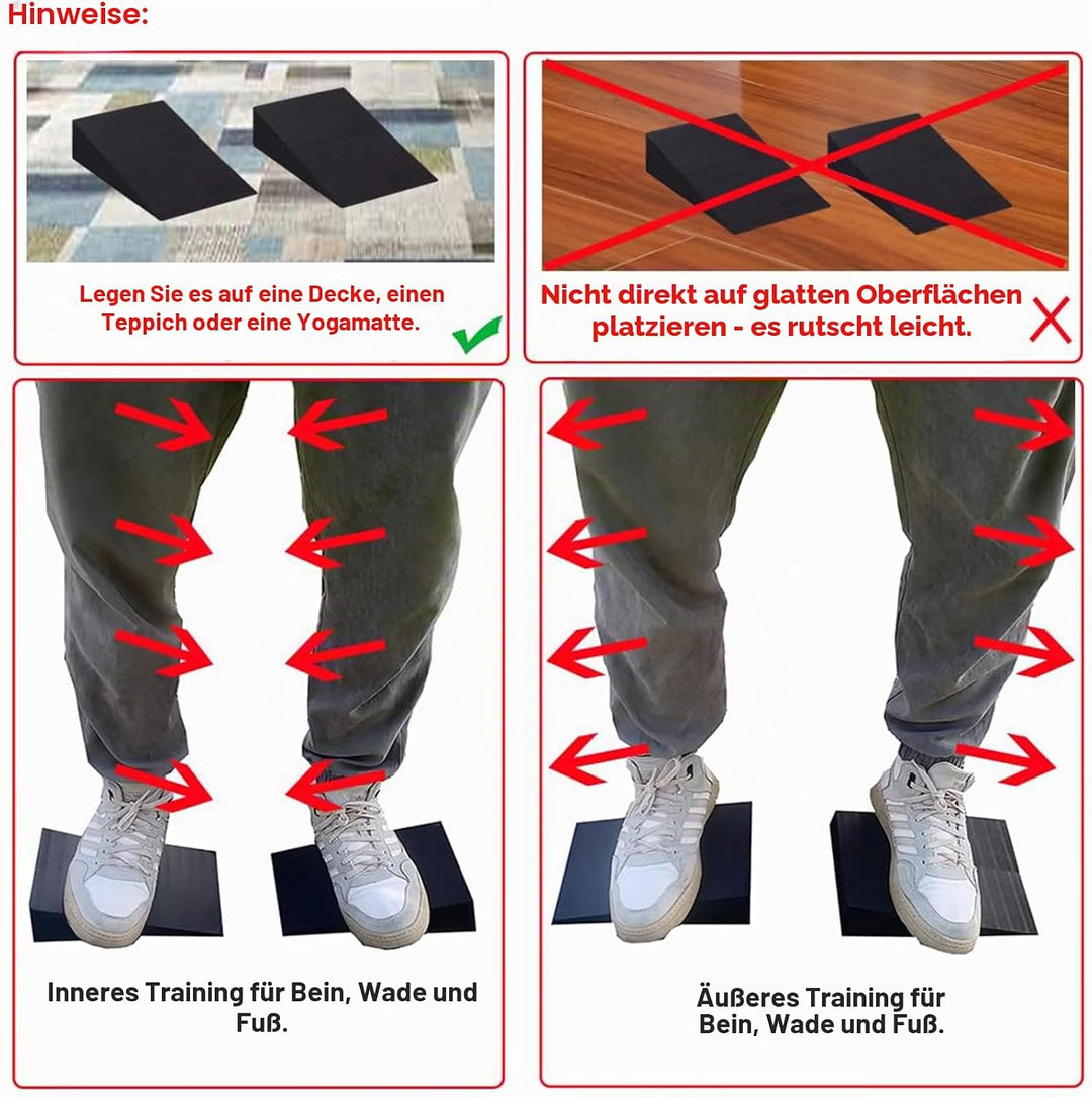Wadendehner & Schrägbrett 2er Set, Mobilitätskeil, Fersenkeil als Squat Wedge für tiefere Kniebeugen