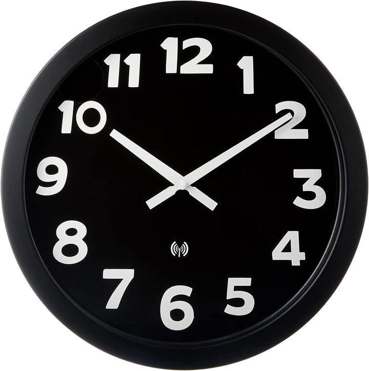 TFA Dostmann XL Funk-Wanduhr analog, 60.3506, mit Metallrahmen, gross, modern, gut ablesbar, schwarz