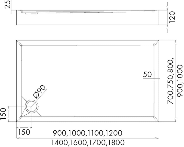 AQUABAD Duschwanne/Duschtasse | Ultima mit LeakProtect Technologie Smooth White 70x100cm Rechteck 70