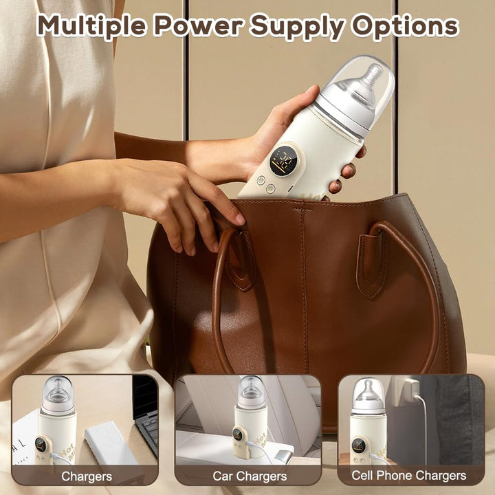 Flaschenwärmer Baby Unterwegs, Tragbarer Baby Flaschenwärmer mit LCD-Display 8000mAh Milchwärmer Bab