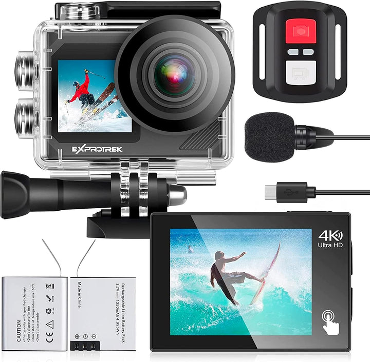 Action Cam,4K 30fps Ultra HD, 30m 100Fuss wasserdichte Unterwasserkamera & SanDisk Extreme microSDXC