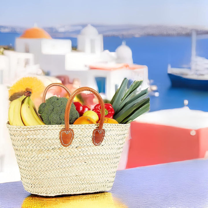 ORIGINAL Ibiza Tasche Korbtasche Strandtasche Cestino 55cm gross | Marokkanische Palmblatt Einkaufsk