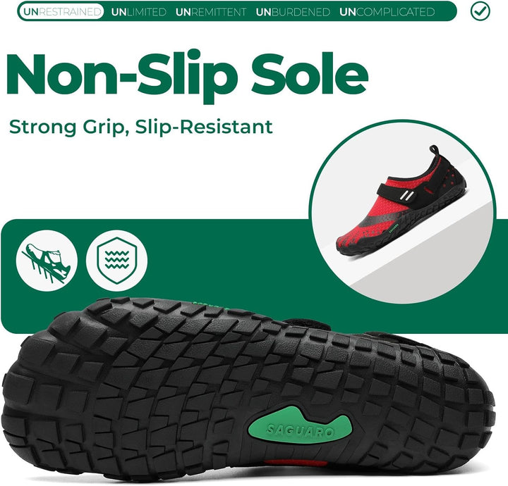 SAGUARO Barfussschuhe Herren Damen Outdoor Sport Fitnessschuhe Traillaufschuhe Gr.35-48 39 EU Rot, 3