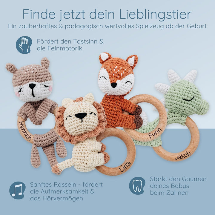 Personalisierter Beissring Baby - Niedlicher Greifling für Baby&